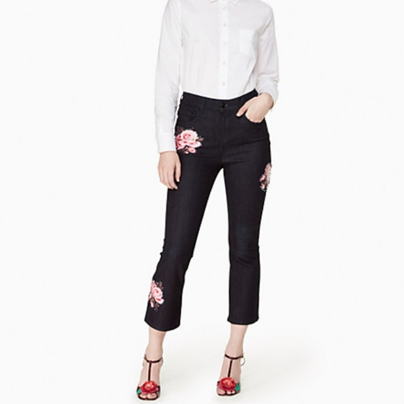 kate spade Denim - KATE SPADE Rose Kick Flare Jeans Dark Cropped 27